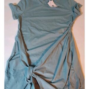 Merokeety‎ Womens Green Tie Dress Short Sleeve Midi Dress M Whimsical Beachy